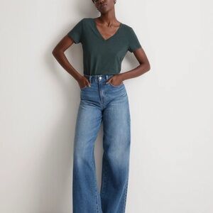 Madewell Deep Green Whisper V-Neck Tee